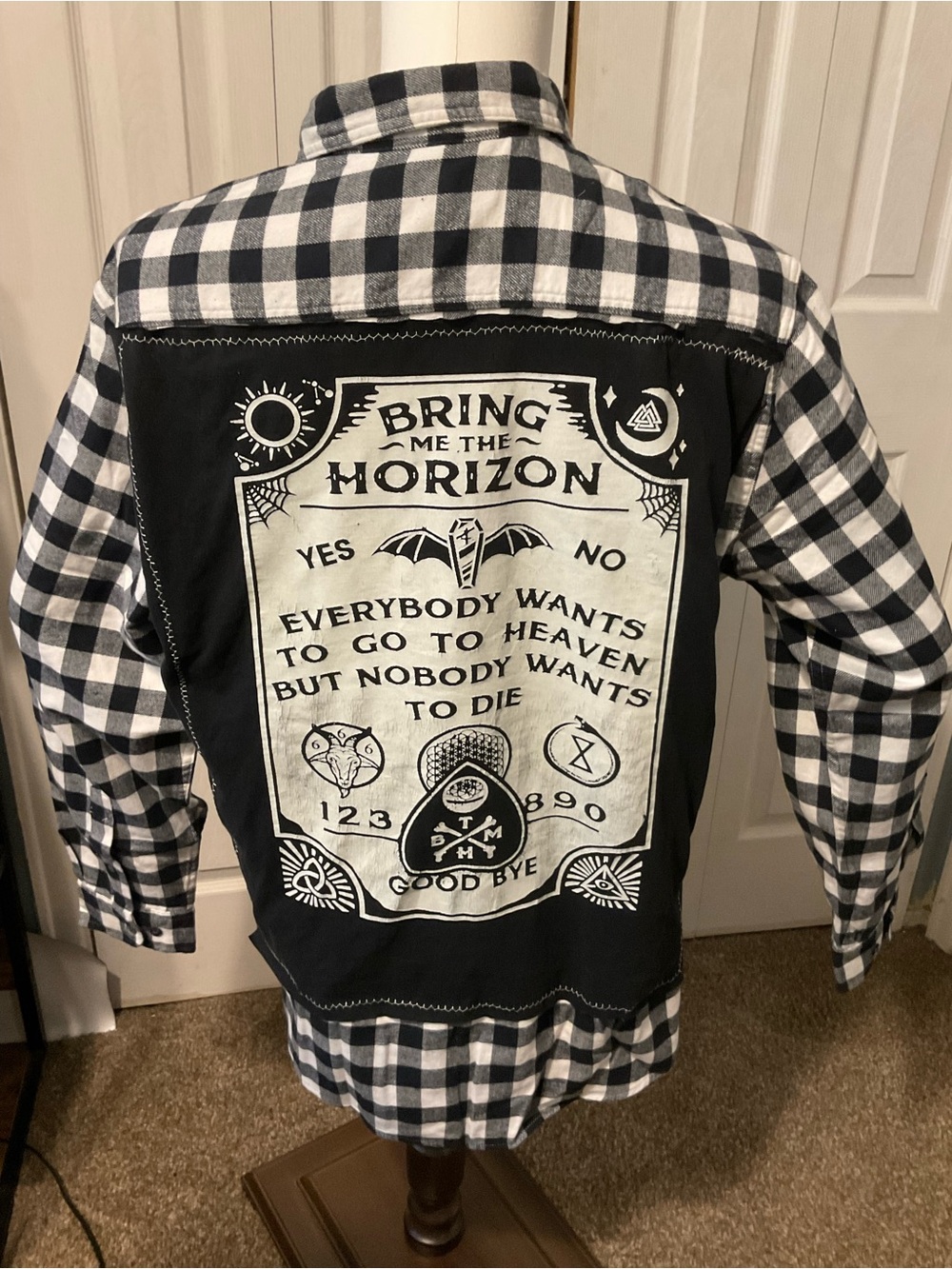 Bring Me The Horizon Upcycled Back Graphic T- Shirt on Men’s Large Flannel Shirt